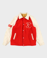 Vintage 90's Embroidered Rig Welding Leather Varsity Jacket - L
