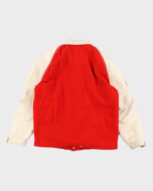 Vintage 90's Embroidered Rig Welding Leather Varsity Jacket - L