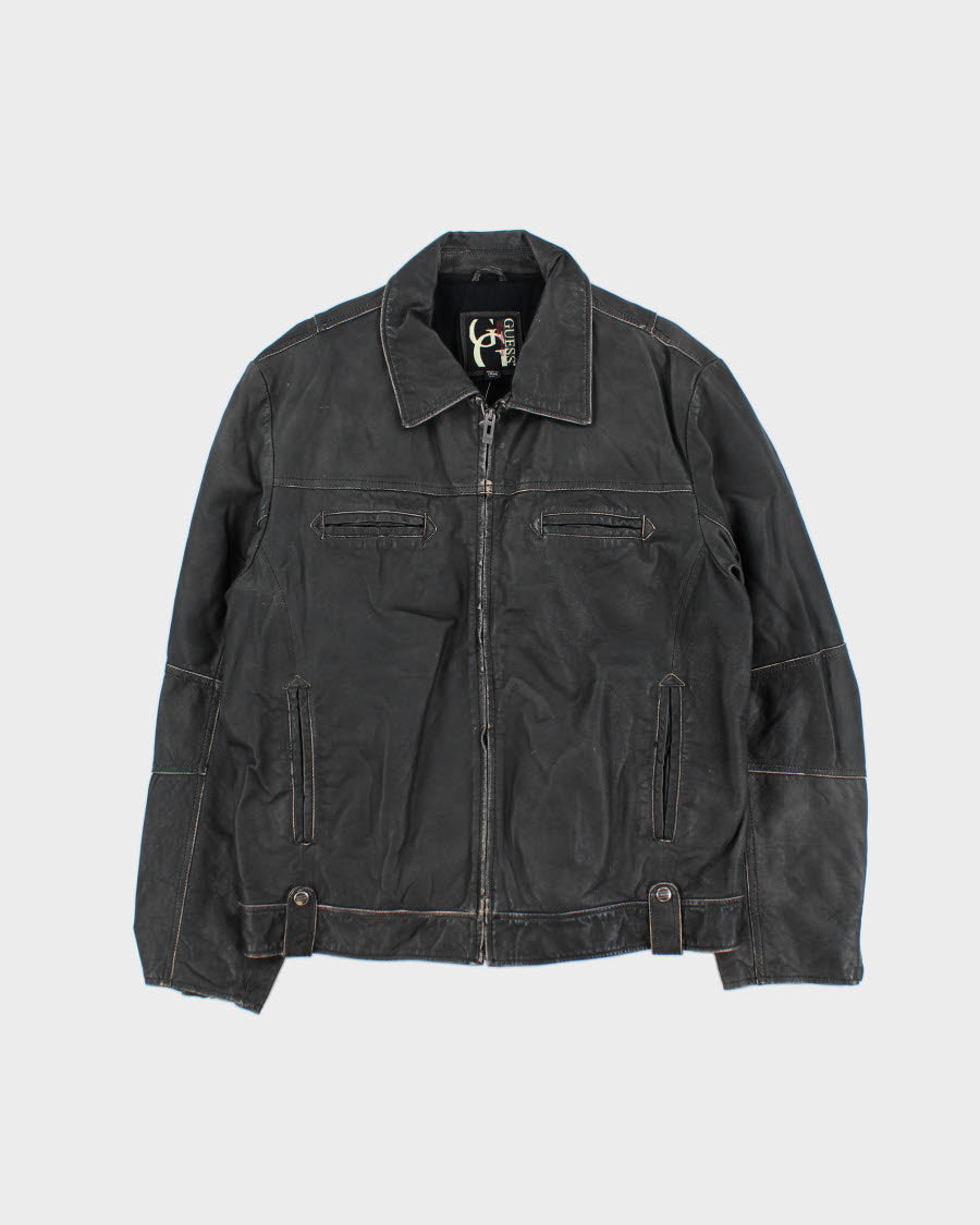 Vintage Y2K Guess Leather Zip Up Jacket - XL