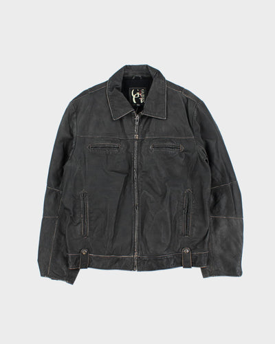 Vintage Y2K Guess Leather Zip Up Jacket - XL
