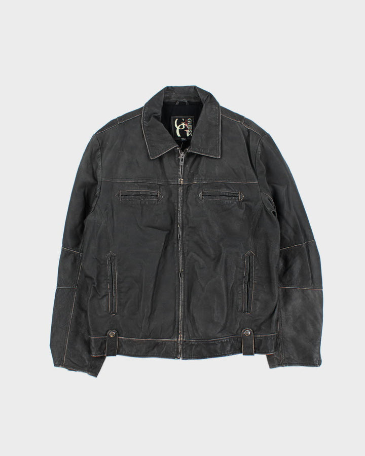 Vintage Y2K Guess Leather Zip Up Jacket - XL