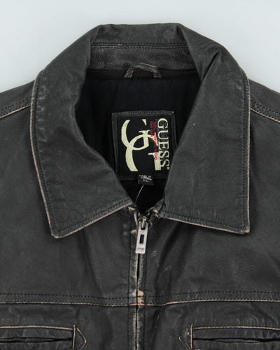 Vintage Y2K Guess Leather Zip Up Jacket - XL
