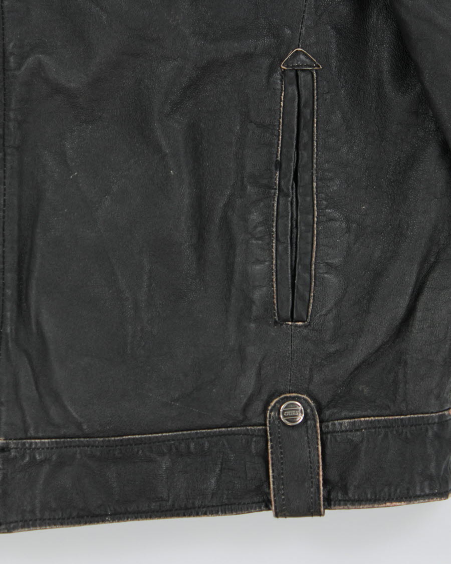 Vintage Y2K Guess Leather Zip Up Jacket - XL