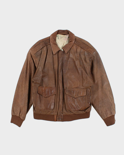 Vintage 90's Oversized Leather Bomber Jacket - L