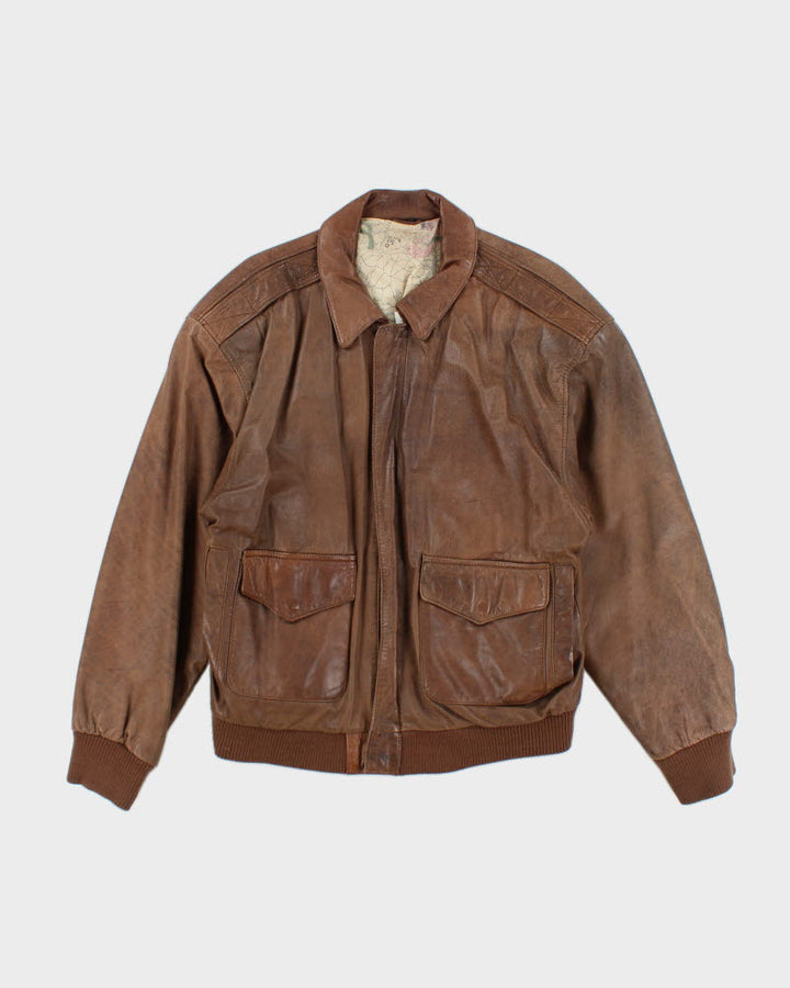 Vintage 90's Oversized Leather Bomber Jacket - L