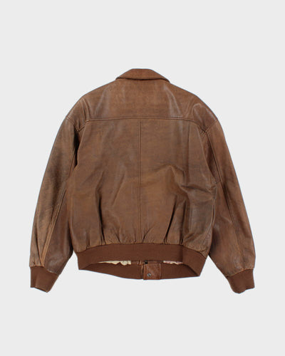 Vintage 90's Oversized Leather Bomber Jacket - L
