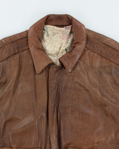 Vintage 90's Oversized Leather Bomber Jacket - L