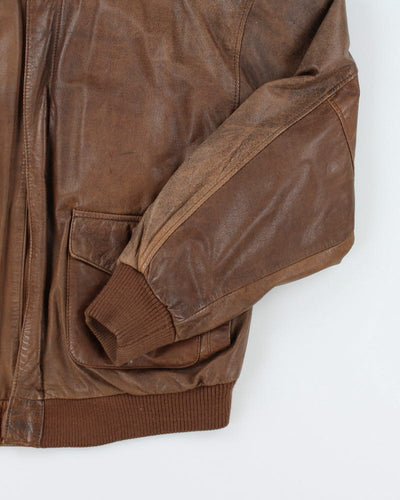 Vintage 90's Oversized Leather Bomber Jacket - L
