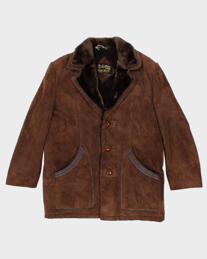 Vintage Suede Fur Lined Coat - L