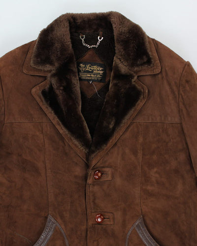Vintage Suede Fur Lined Coat - L