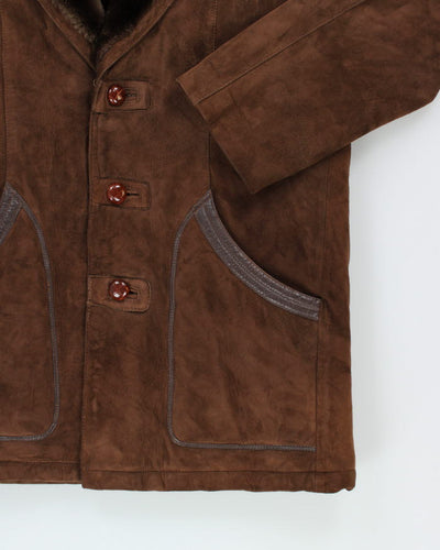 Vintage Suede Fur Lined Coat - L