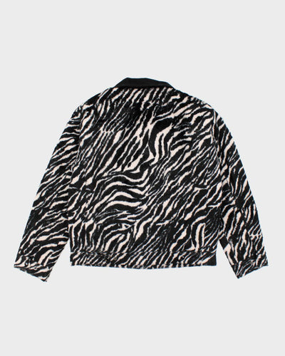 Obey Zebra Print Faux Pony Hair Jacket - L