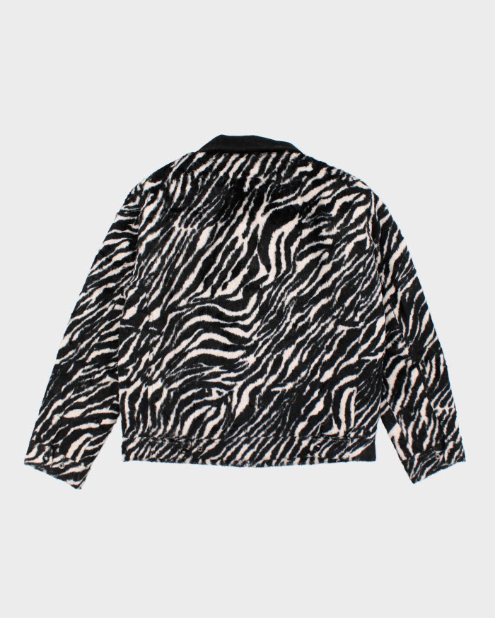 Obey Zebra Print Faux Pony Hair Jacket - L