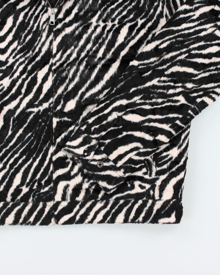 Obey Zebra Print Faux Pony Hair Jacket - L