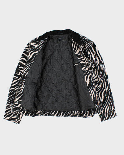 Obey Zebra Print Faux Pony Hair Jacket - L