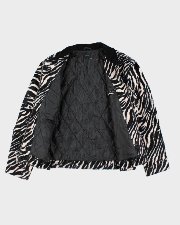 Obey Zebra Print Faux Pony Hair Jacket - L