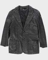 Vintage Black Leather Blazer Jacket - M