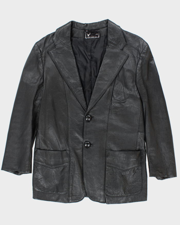 Vintage Black Leather Blazer Jacket - M