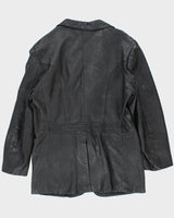 Vintage Black Leather Blazer Jacket - M