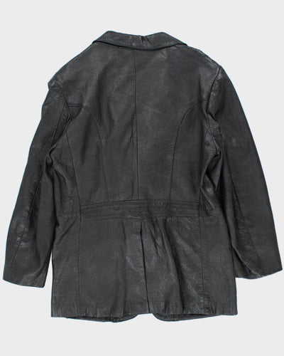 Vintage Black Leather Blazer Jacket - M