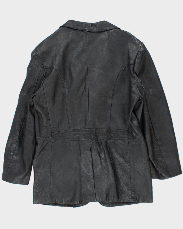Vintage Black Leather Blazer Jacket - M
