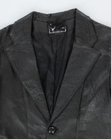 Vintage Black Leather Blazer Jacket - M