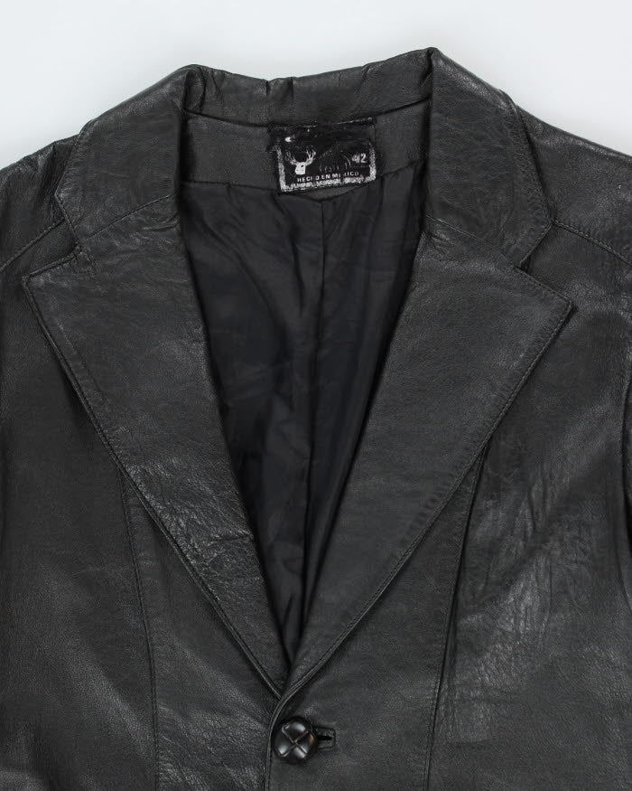 Vintage Black Leather Blazer Jacket - M