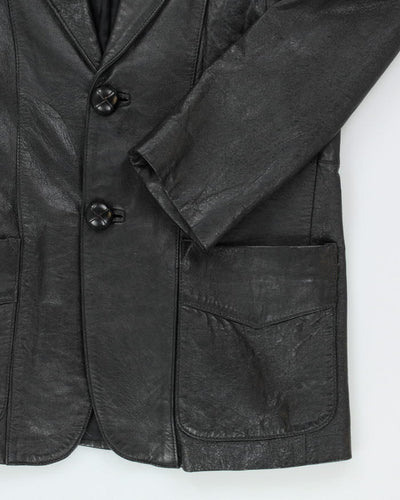 Vintage Black Leather Blazer Jacket - M
