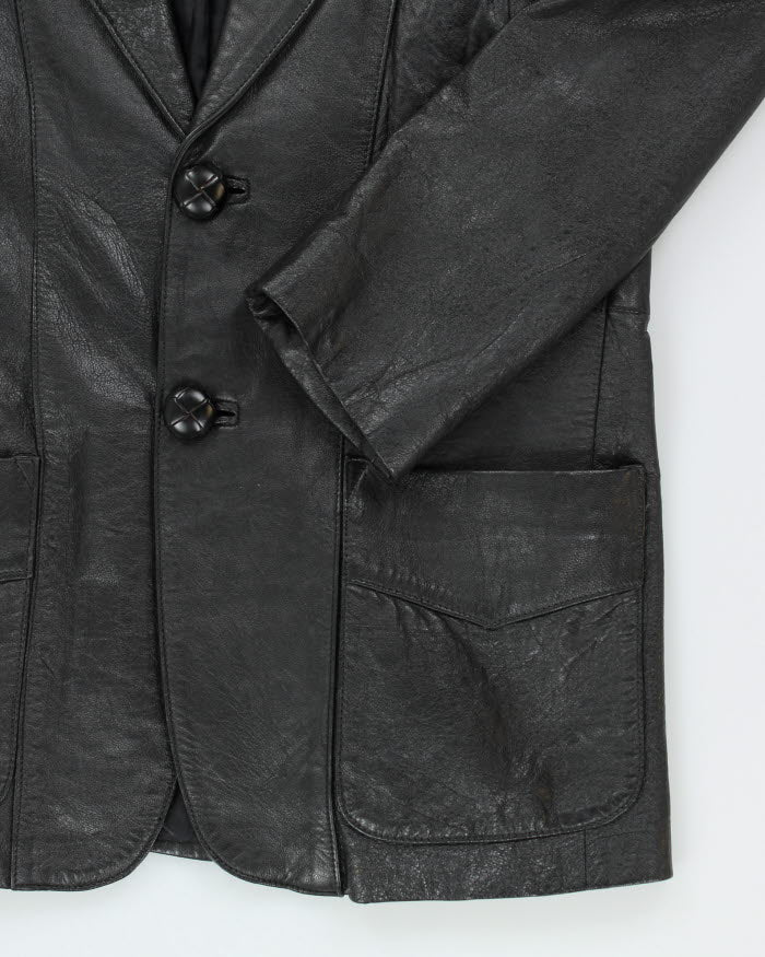 Vintage Black Leather Blazer Jacket - M