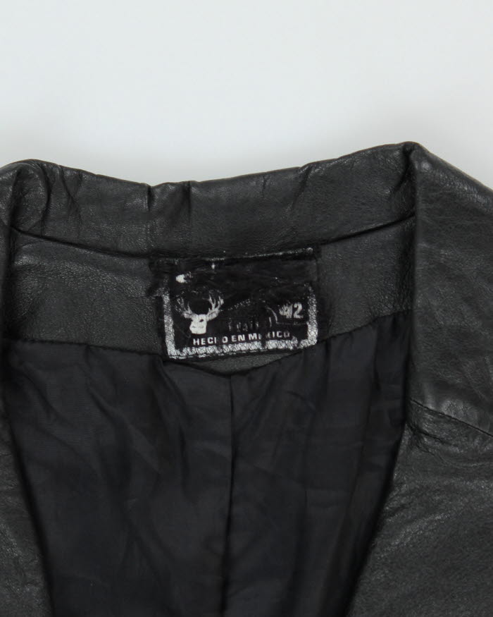 Vintage Black Leather Blazer Jacket - M