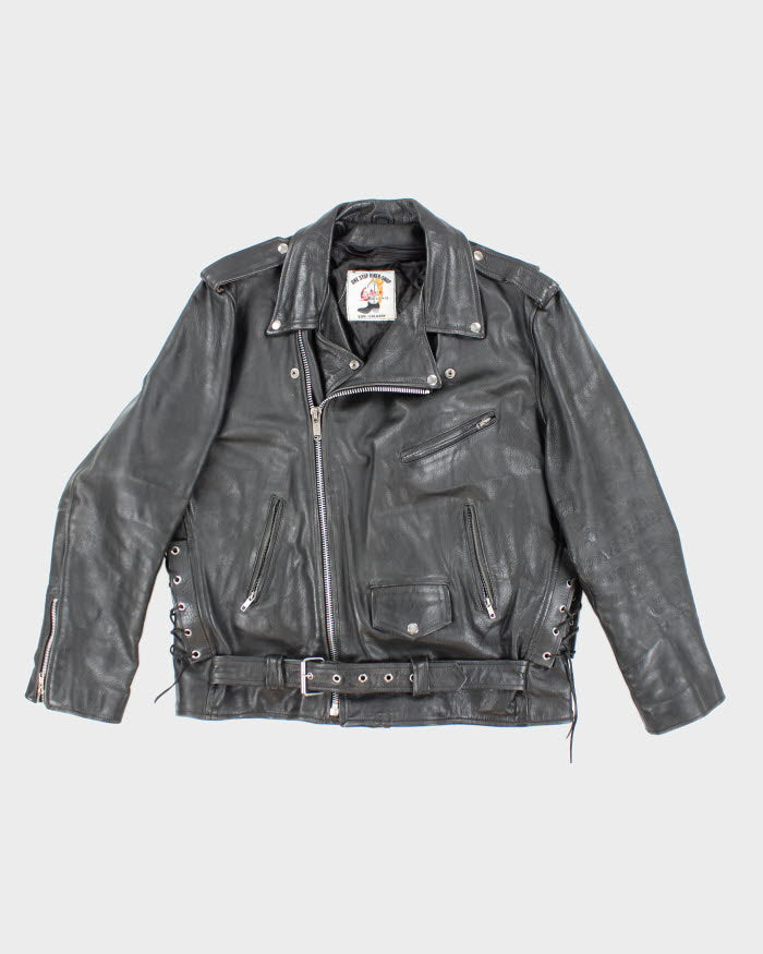 Vintage Leather Biker Jacket - XXL