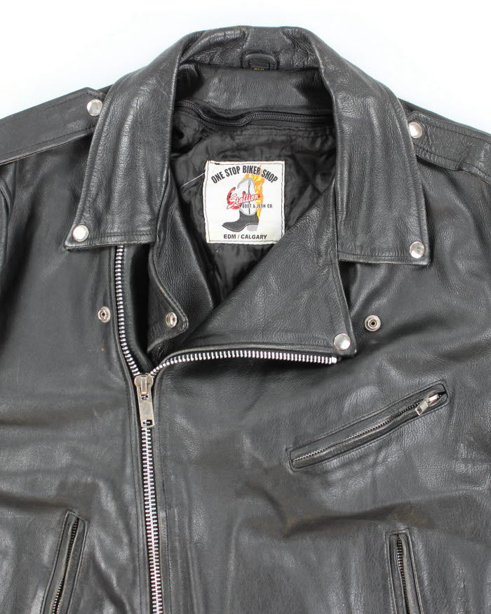 Vintage Leather Biker Jacket - XXL