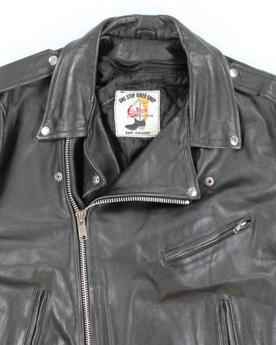 Vintage Leather Biker Jacket - XXL