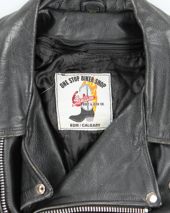 Vintage Leather Biker Jacket - XXL