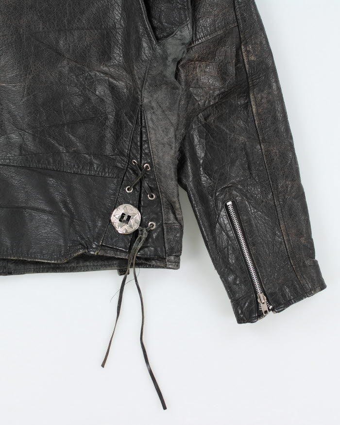 Vintage 90's Heavyweight Leather Biker Jacket - L