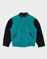 Vintage 80's Leather Two Tone Varsity Jacket - M