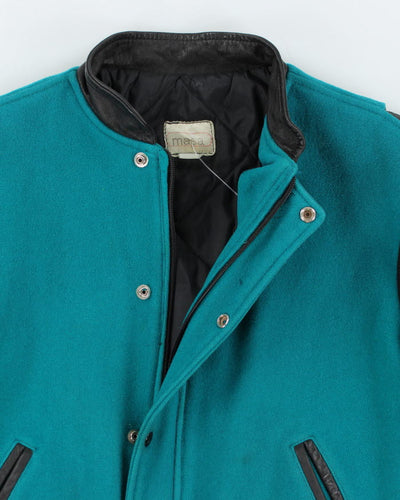 Vintage 80's Leather Two Tone Varsity Jacket - M