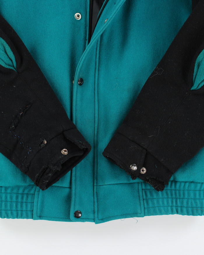Vintage 80's Leather Two Tone Varsity Jacket - M