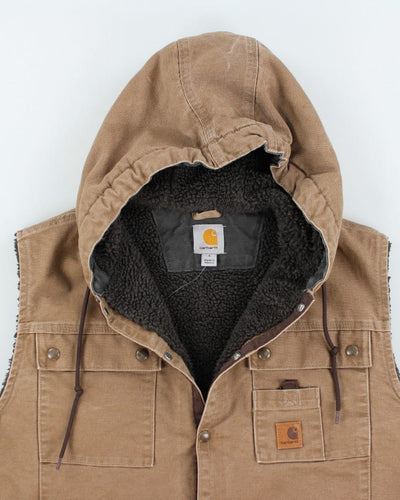Vintage 90's Carhartt Heavyweight Quilted Hooded Gilet - L