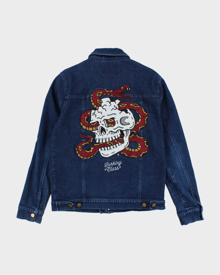 Vintage 2000's Lurking Class Embroidered Dark Wash Denim Jacket - S