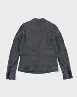 Vintage 2000's Belstaff Grey Biker Style Denim Jacket - S