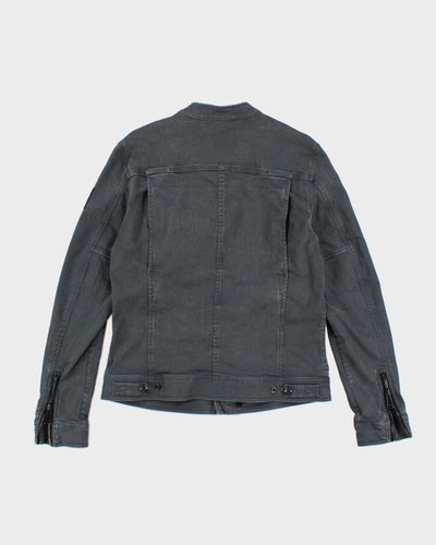 Vintage 2000's Belstaff Grey Biker Style Denim Jacket - S