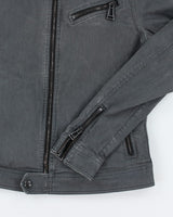 Vintage 2000's Belstaff Grey Biker Style Denim Jacket - S