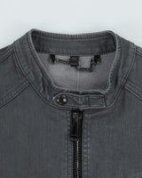 Vintage 2000's Belstaff Grey Biker Style Denim Jacket - S