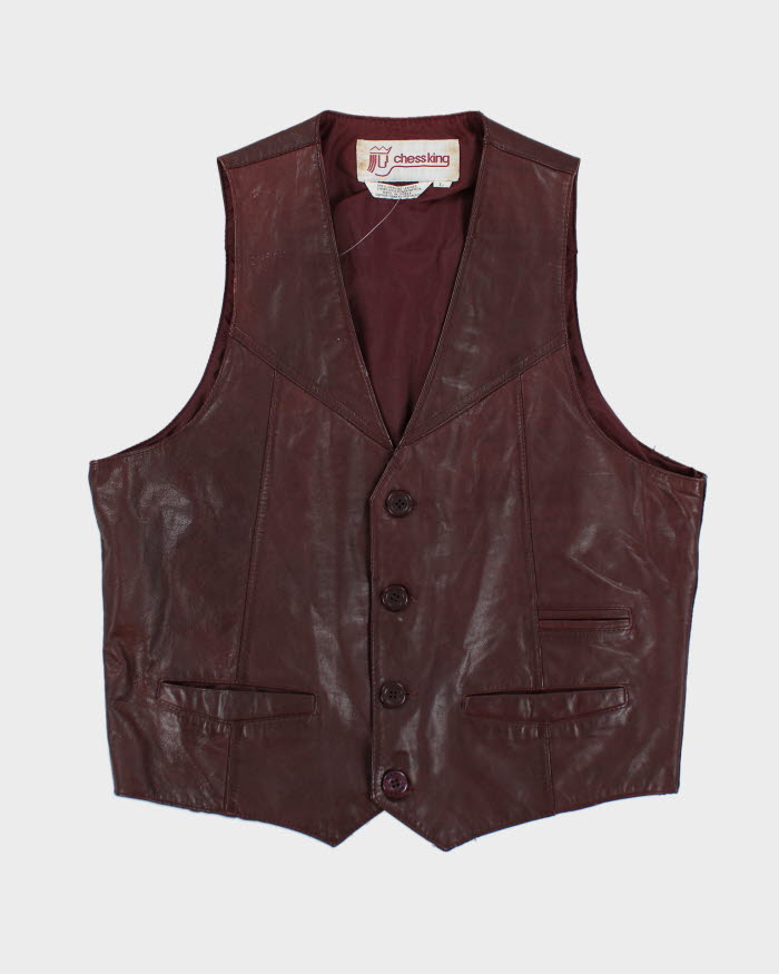 Vintage Chess King Leather Waist Coat - M