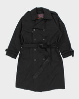 Vintage Moores Black Lined Trench Coat - L