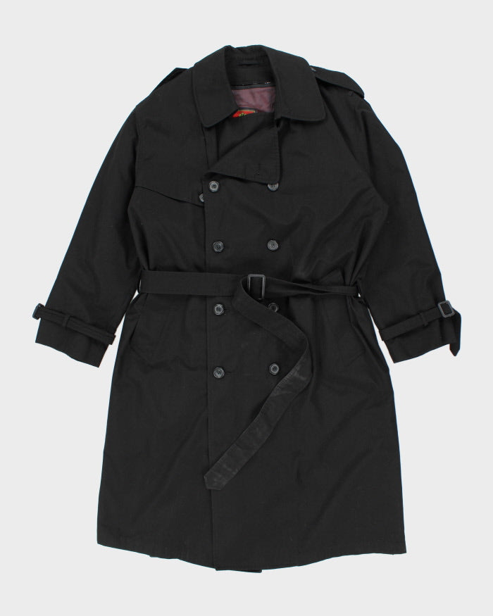 Vintage Moores Black Lined Trench Coat - L