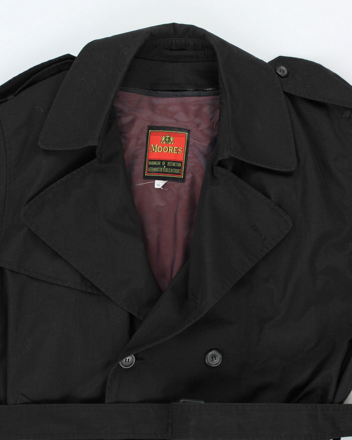 Vintage Moores Black Lined Trench Coat - L