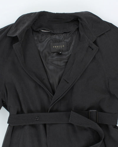 Vintage Profilio Black Lined Trench Coat - M