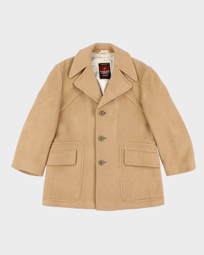 Vintage 70s Europe Craft Beige Wool Coat - L